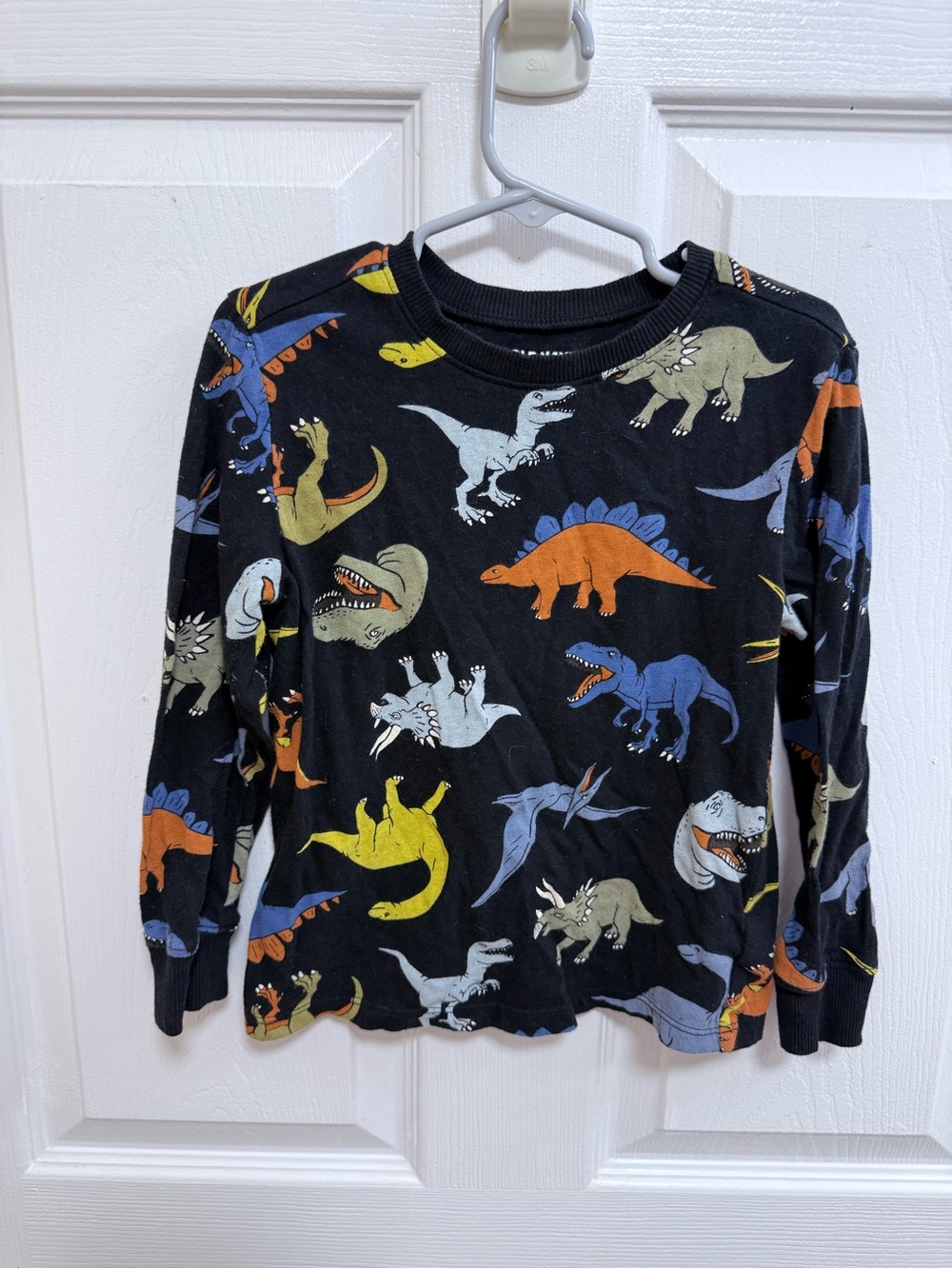Kids' Black Dinosaur Print Long-Sleeve Shirt, Size 5T